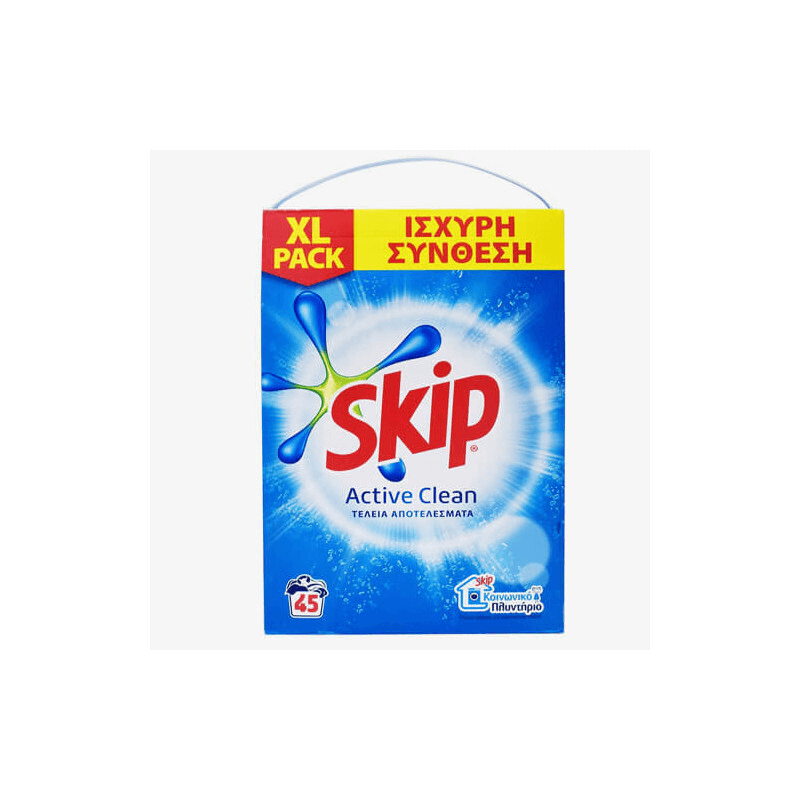 Skip Active Clean 45 Μεζ. 2.925kg Σκόνη Πλυντηρίου Ρούχων Απορρυπαντικό