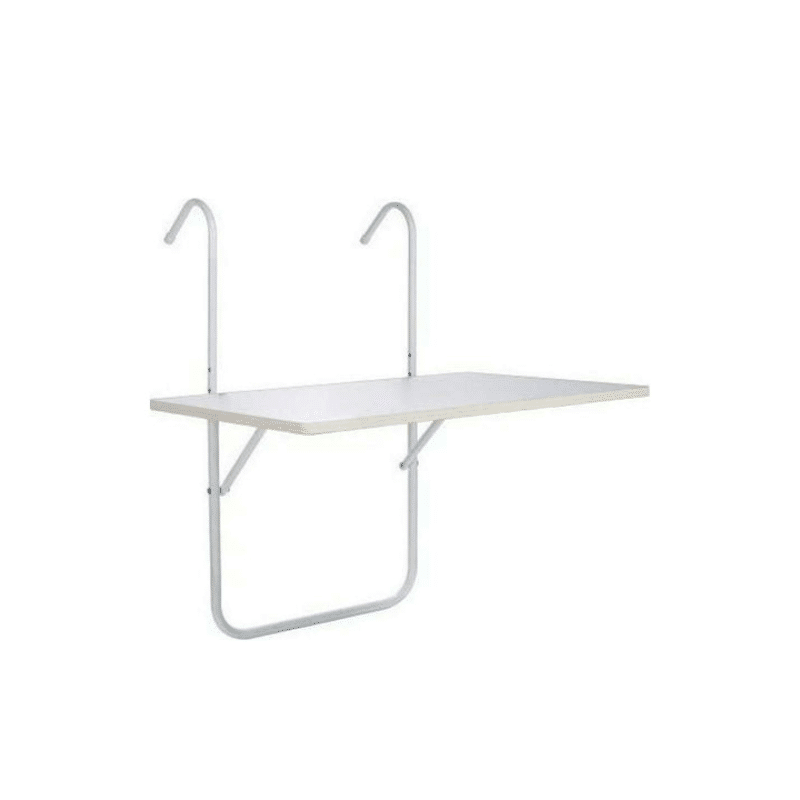 Τραπέζι Πτυσσόμενο Κρεμαστό Βεράντας Πλαστικό με Σκελετό Αλουμινίου Λευκό 52x40εκ. Sidirela E 2540